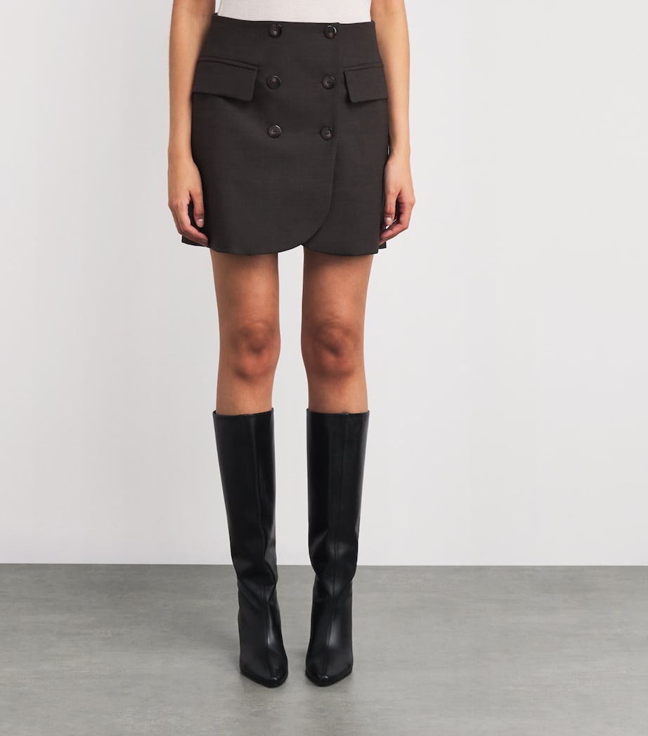 Claudie Pierlot Brown Wool-Blend Mini Skirt