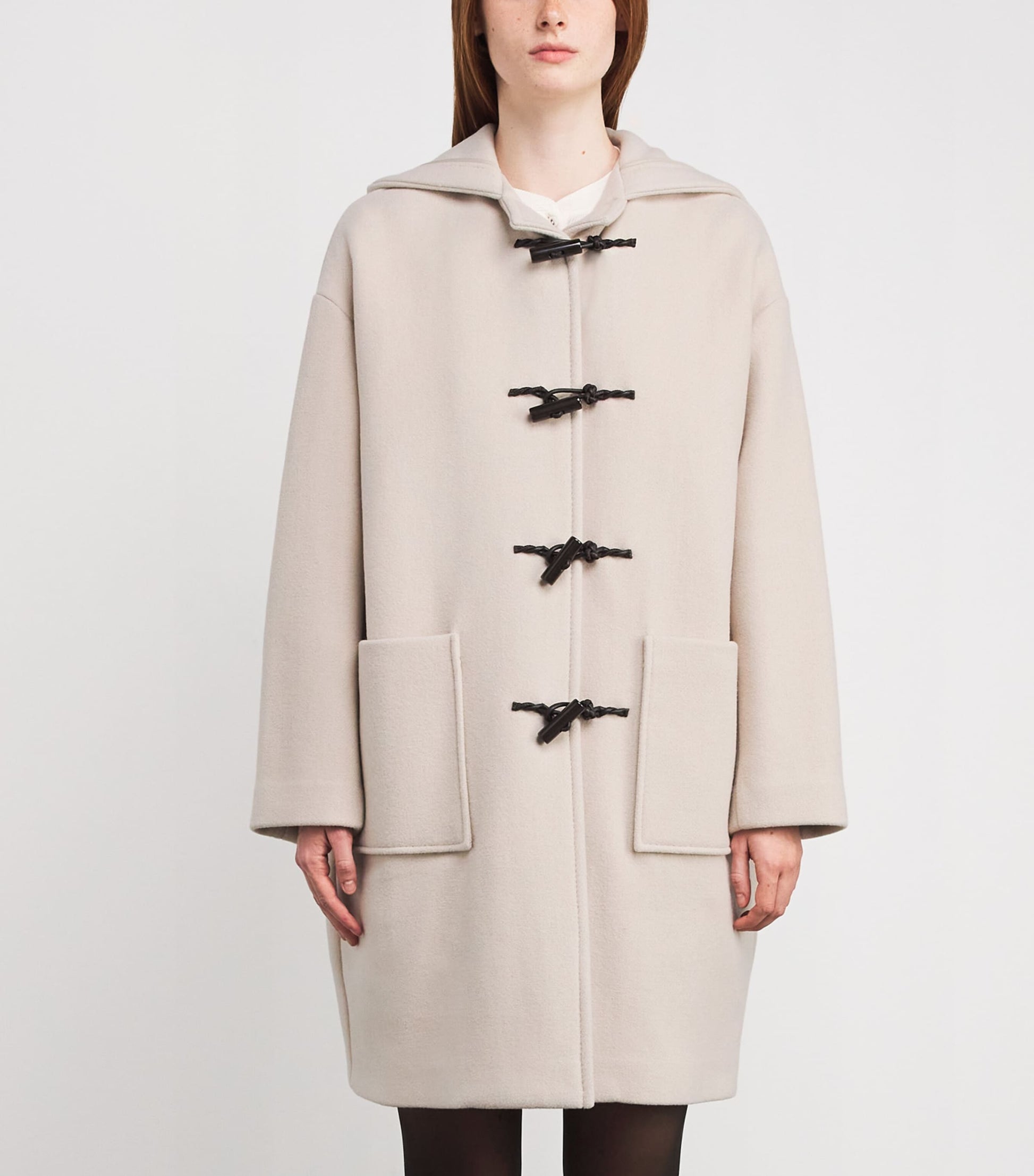 MAX&Co. White Wool-Blend Duffle Coat