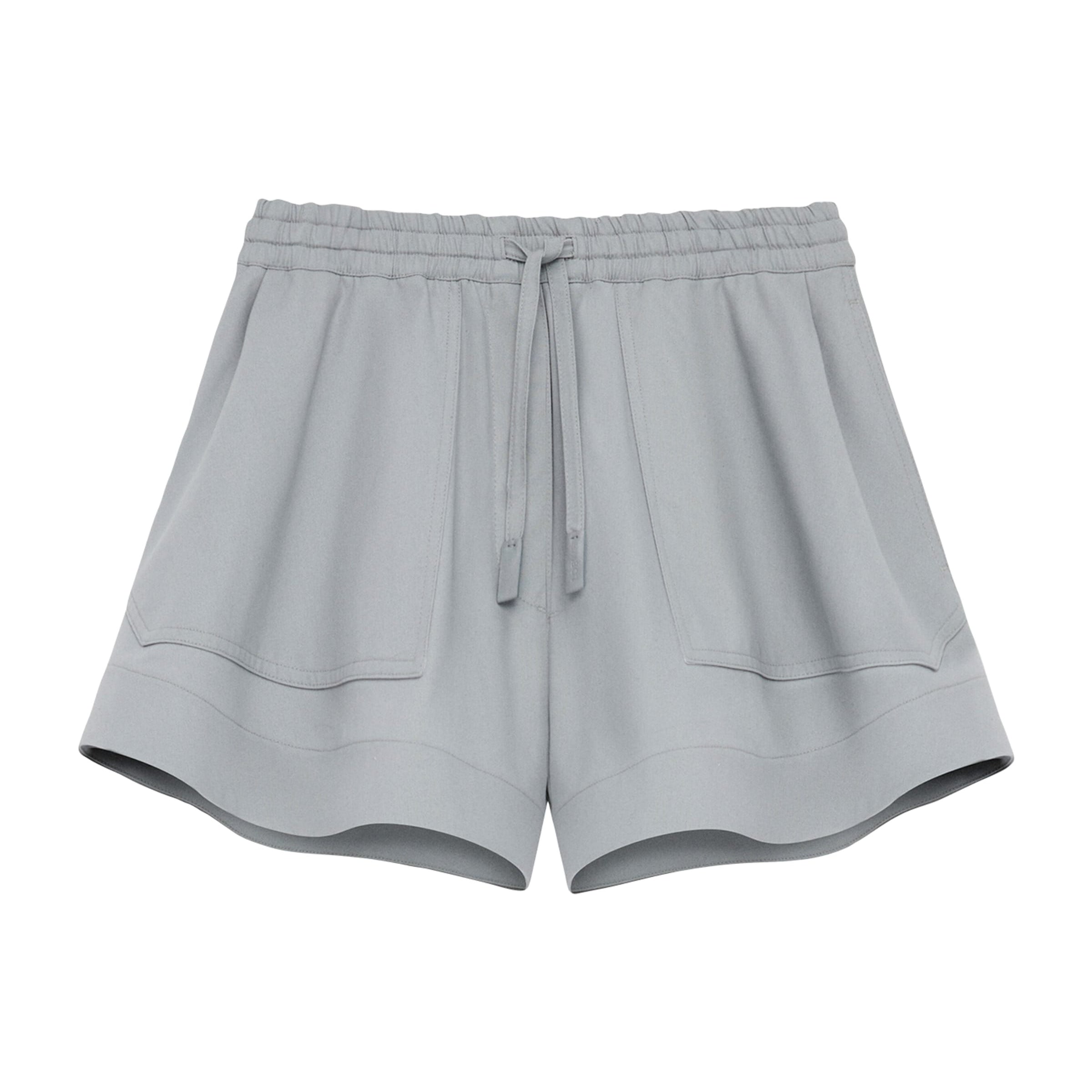 Grey Cotton-Blend Relaxed Shorts
