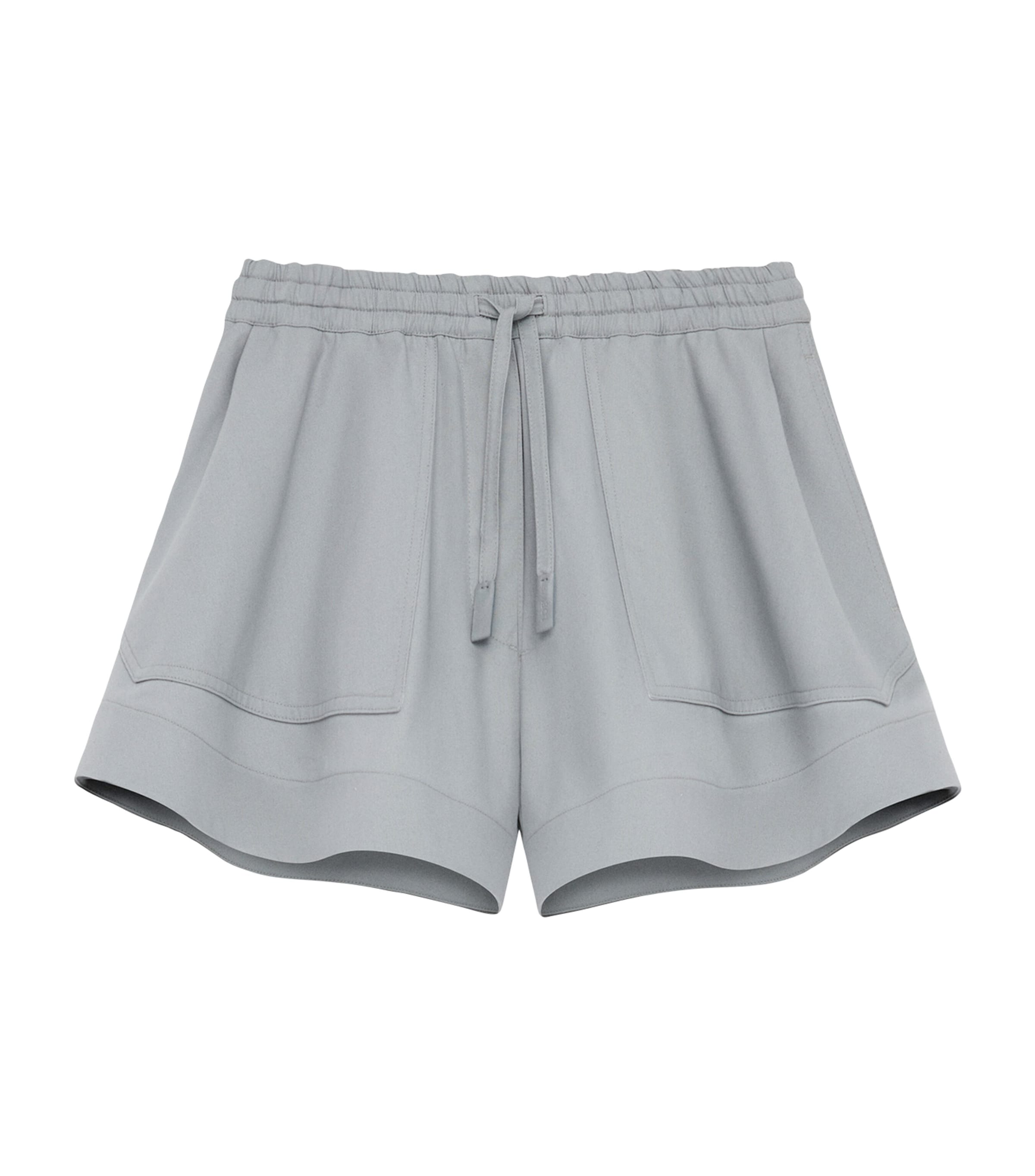Grey Cotton-Blend Relaxed Shorts