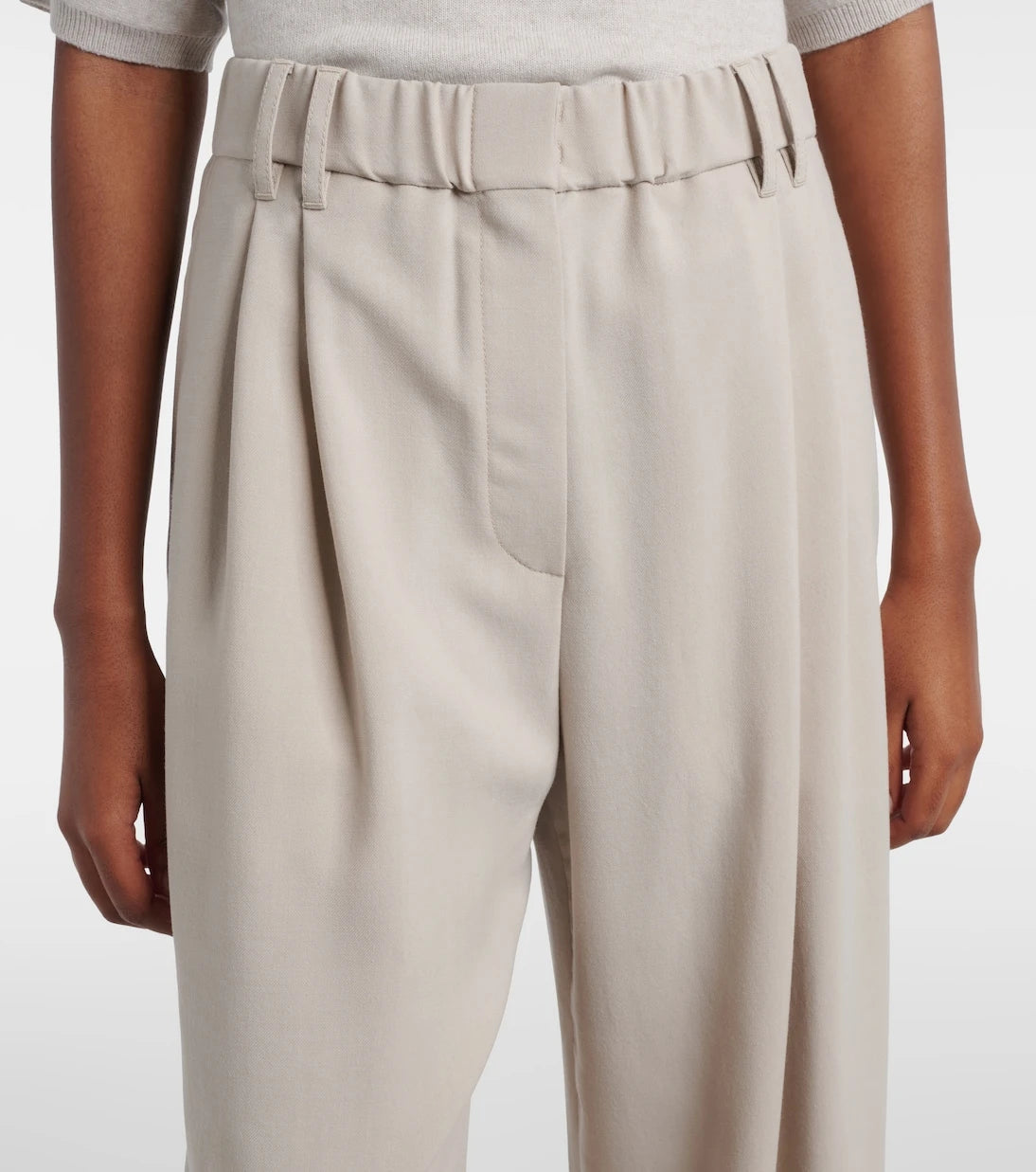 Brunello Cucinelli - Monili wool-blend wide-leg pants