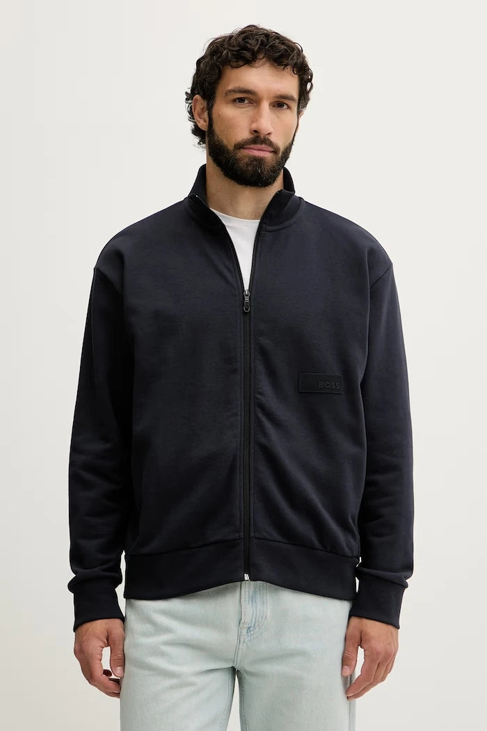 BOSS Green Erkek Pamuklu Fermuarlı Sweatshirt SW_Collar Full Zip