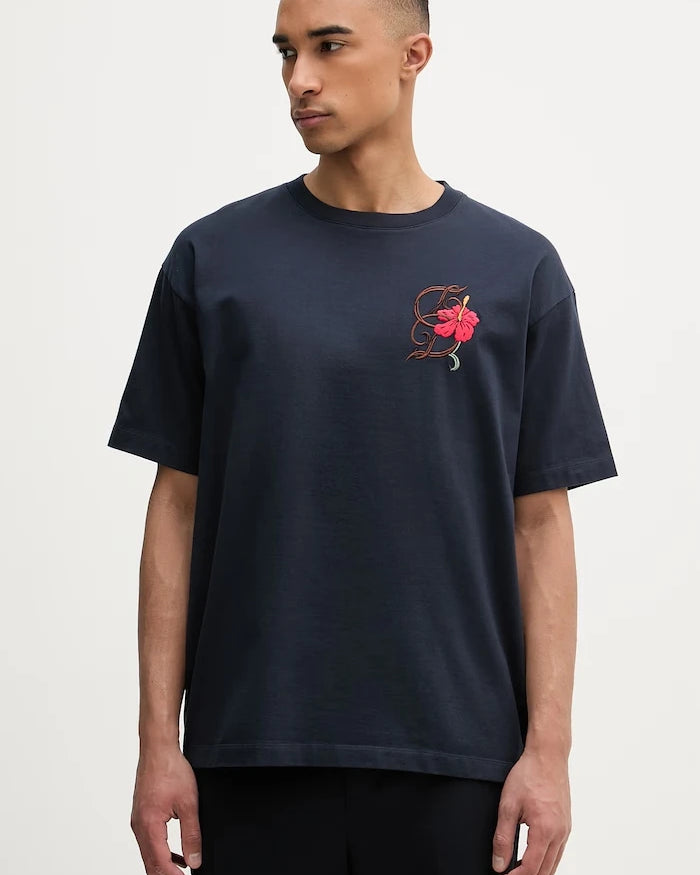 Drôle de Monsieur erkek pamuklu D Hibiscus Broddée tişört