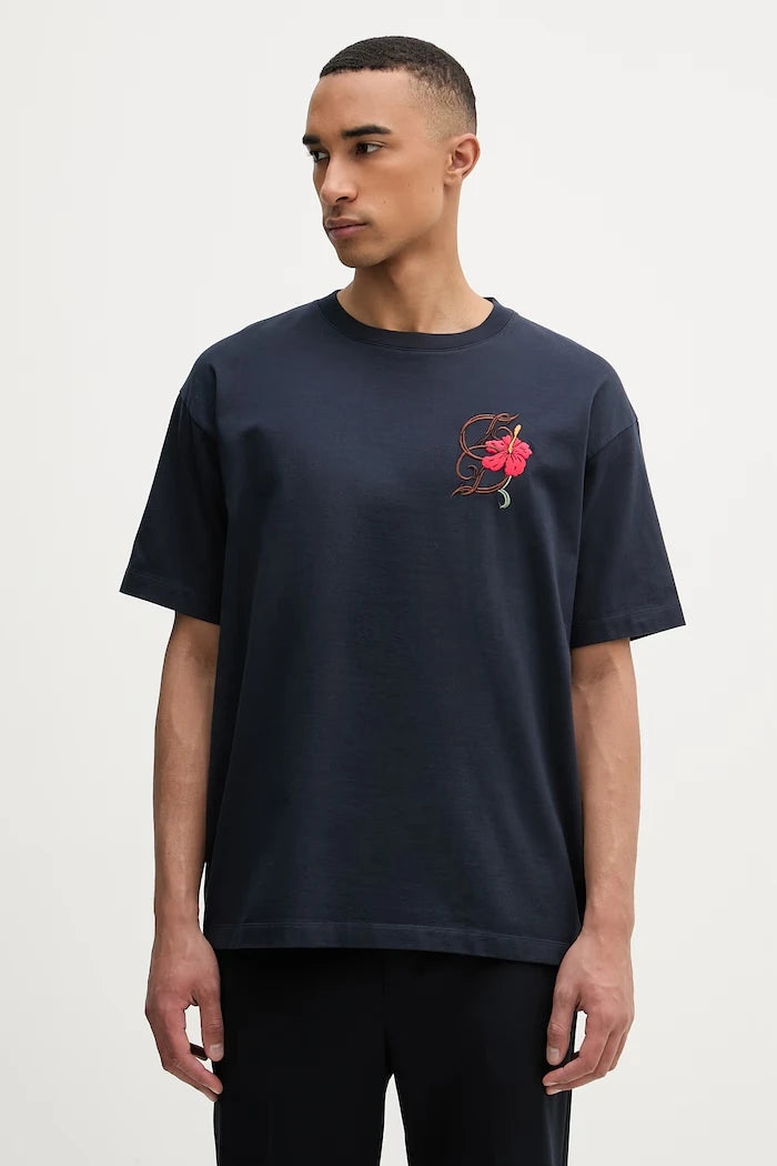Drôle de Monsieur erkek pamuklu D Hibiscus Broddée tişört