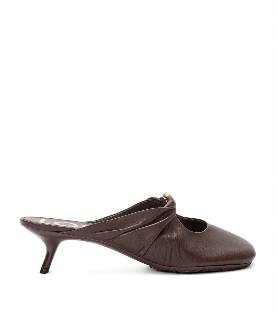 LOEWE Brown Lambskin Pebble Soft Heeled Mules 45