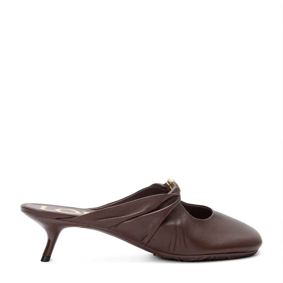 LOEWE Brown Lambskin Pebble Soft Heeled Mules 45