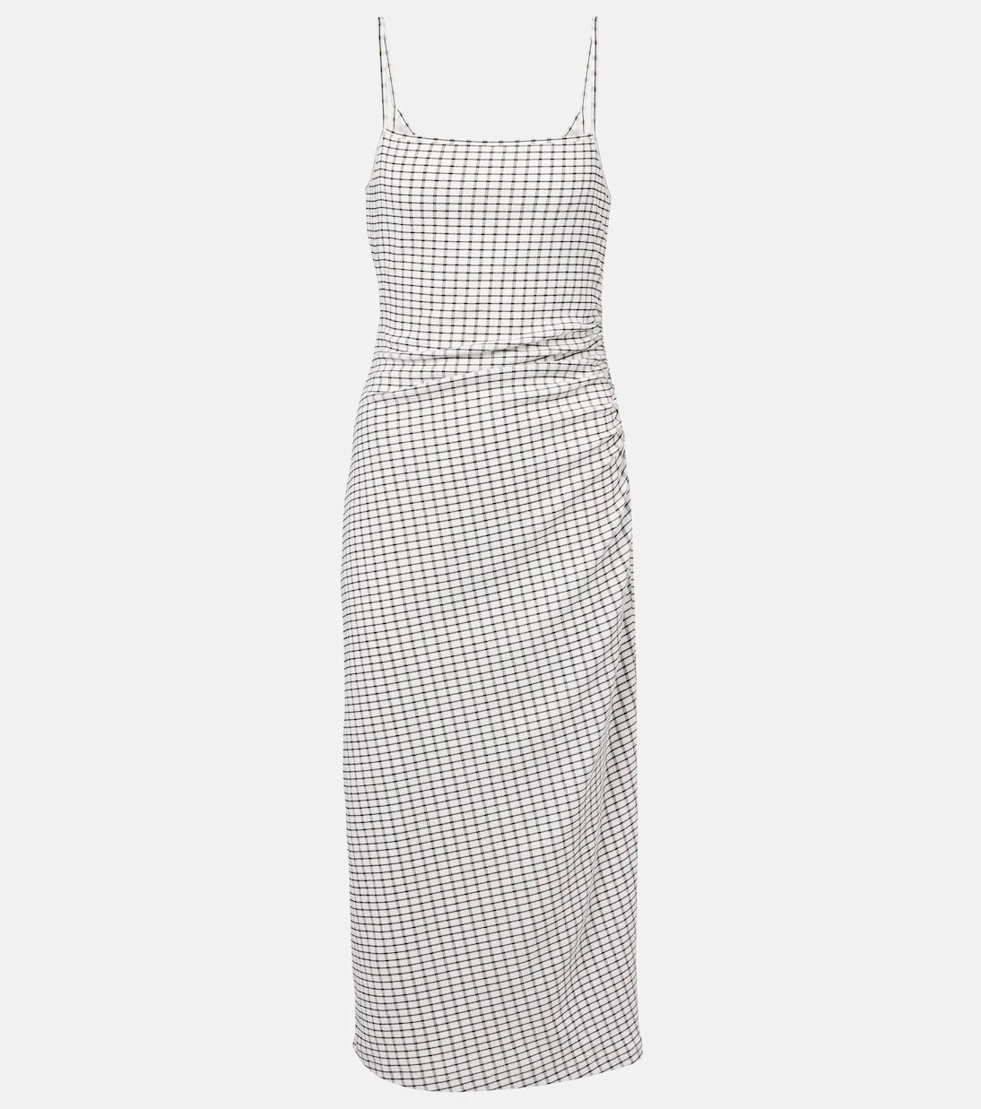 Vince - Checked ruched midi dress