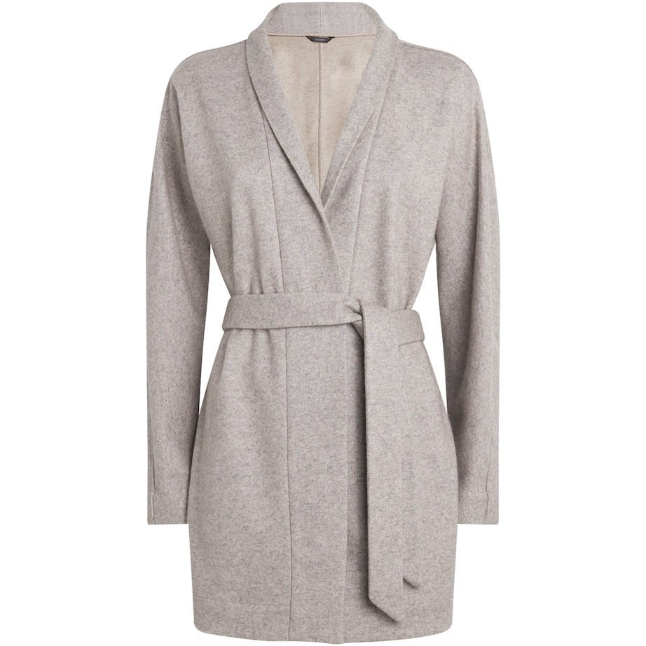 Brown Cashmere-Silk Belted Cardigan