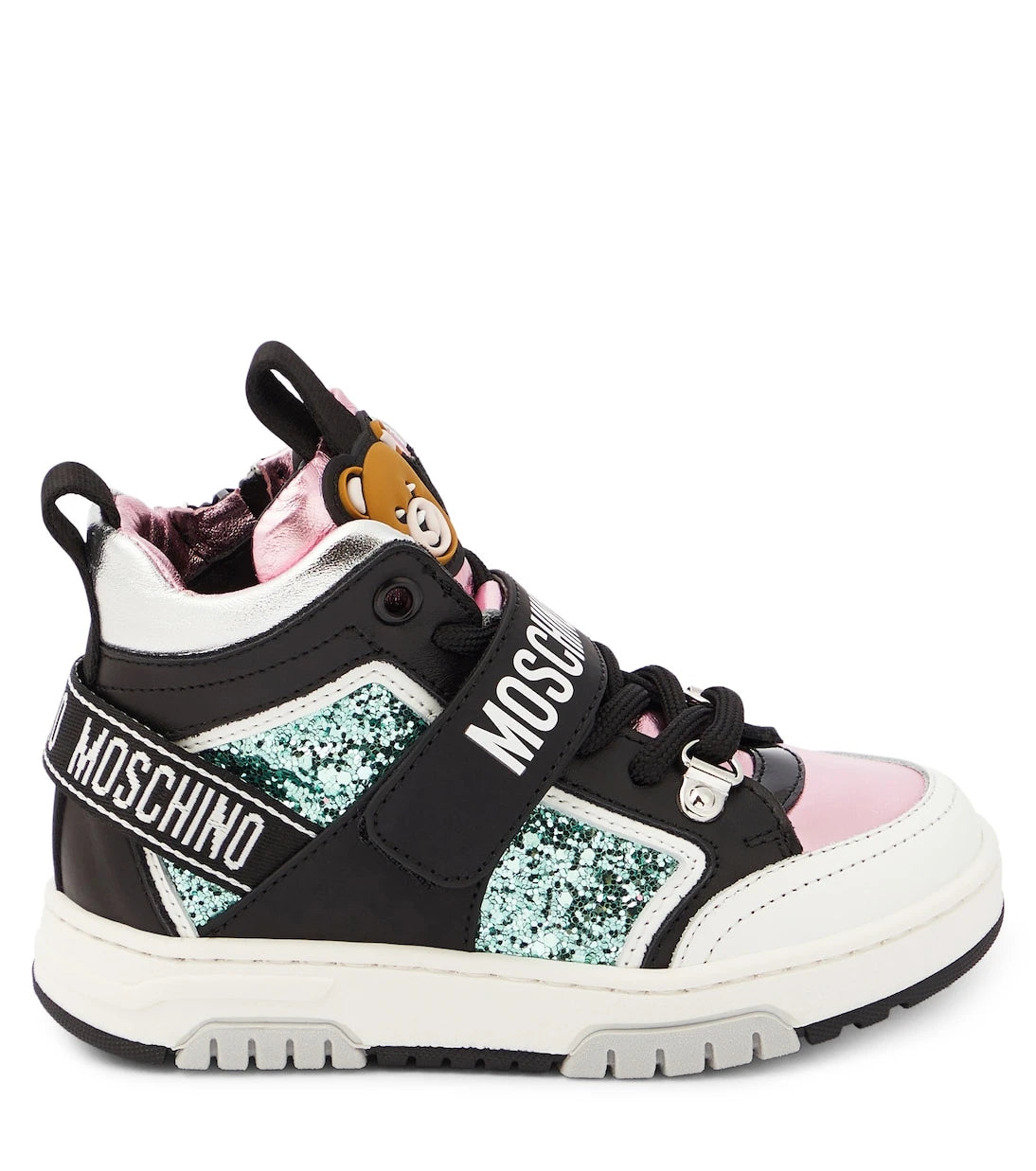 Moschino Kids - Logo leather high-top sneakers