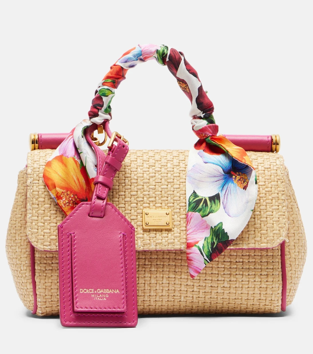 Dolce&Gabbana - Sicily Small raffia-effect top-handle bag
