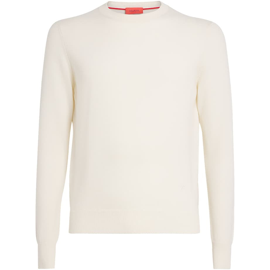 Isaia Beige Cashmere Crew-Neck Sweater