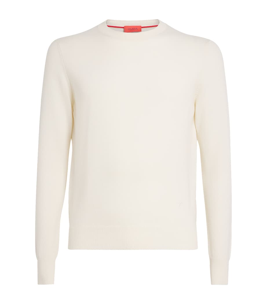 Isaia Beige Cashmere Crew-Neck Sweater