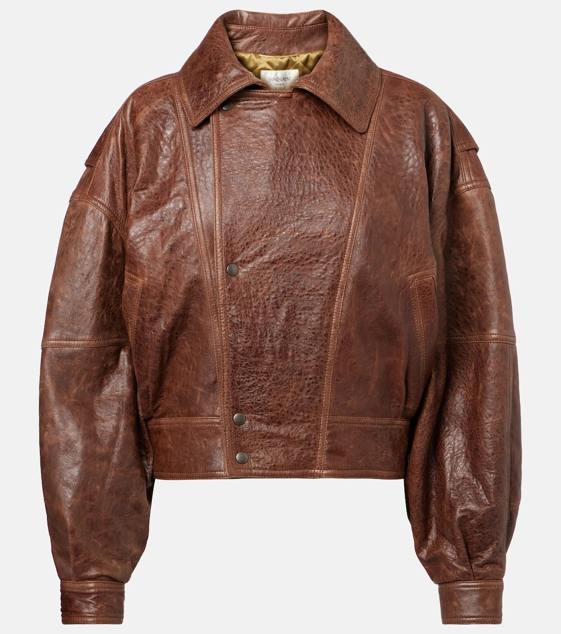 Saint Laurent - Double-breasted leather bomber jacket