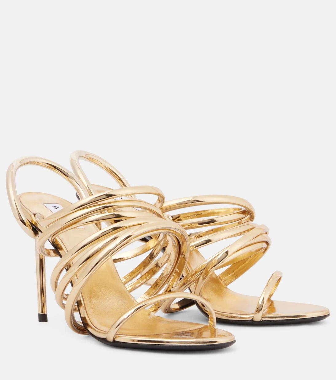 Alaïa - Spiral 90 metallic leather sandals