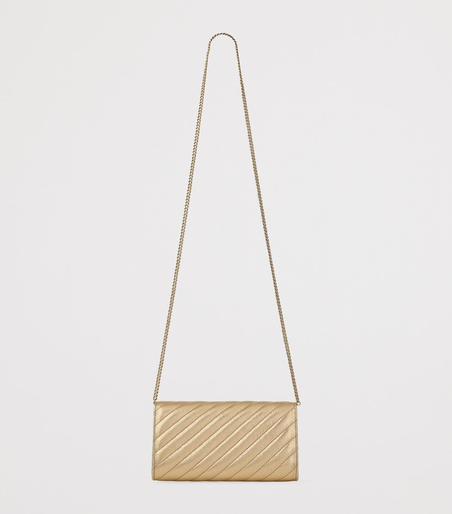 Gold Leather Curve Chain Wallet