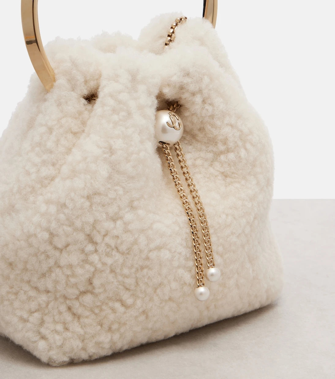 Jimmy Choo - Bon Bon Small shearling bucket bag