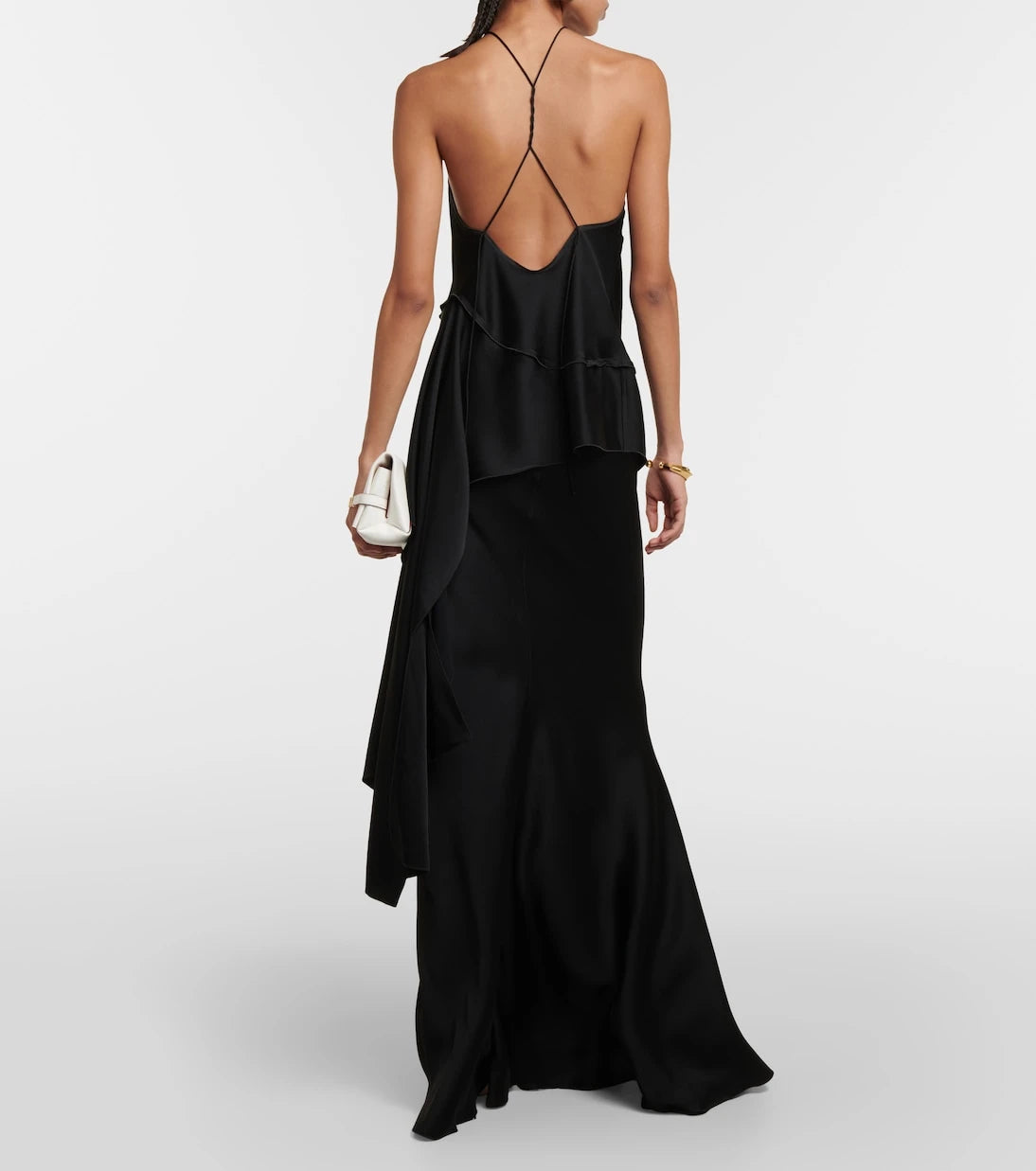 Victoria Beckham - Floral-appliqué draped satin top