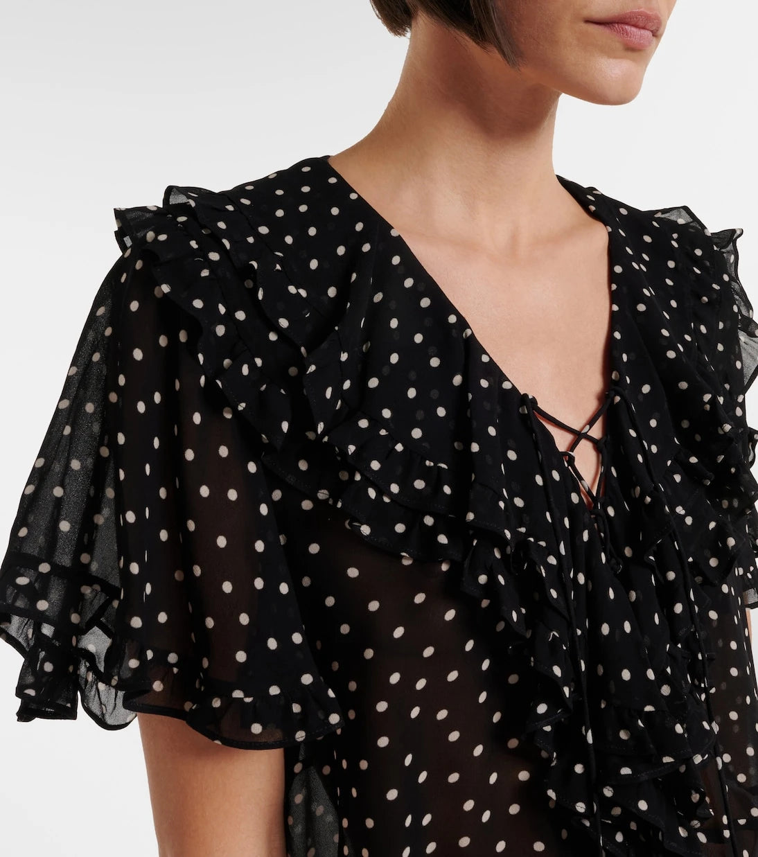 Dorothee Schumacher - Dans Eden Puantiyeler desenli ipek georgette bluz