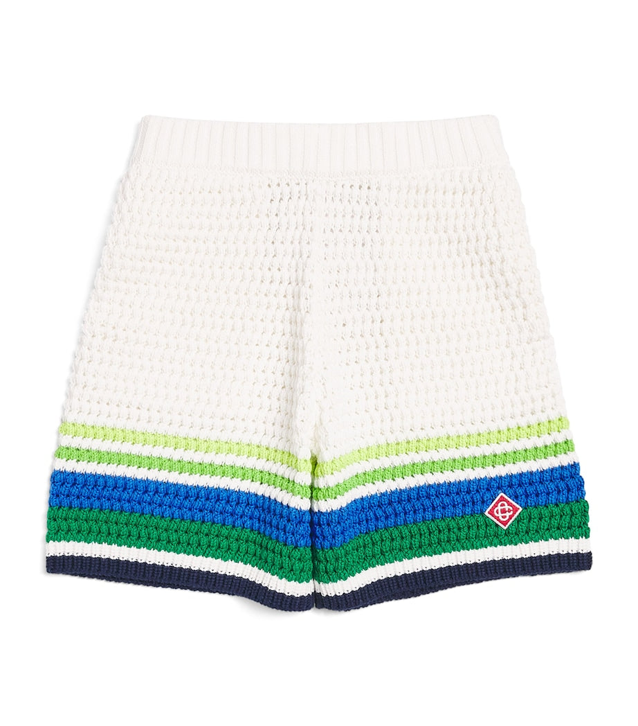 Casablanca Kids Cotton Crochet Stripe Shorts (3-14 Years)