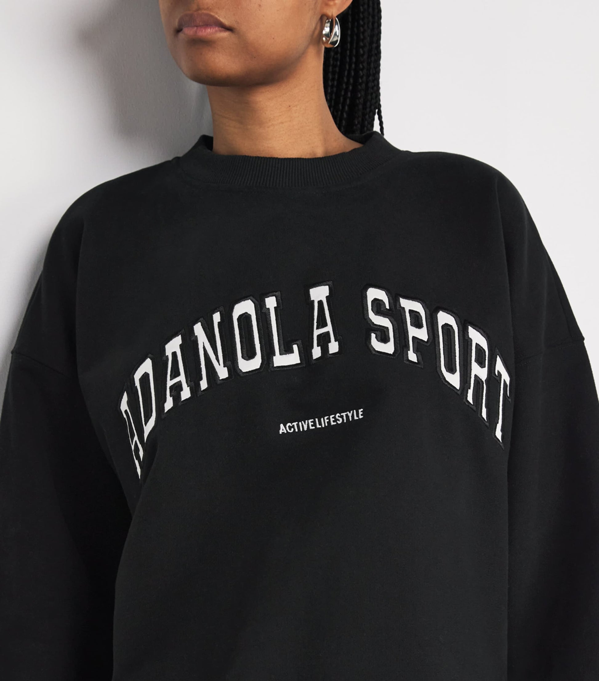 Adanola Black Organic Cotton Logo Sweatshirt