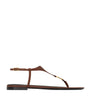 Beige Leather Cassandra Logo Sandals