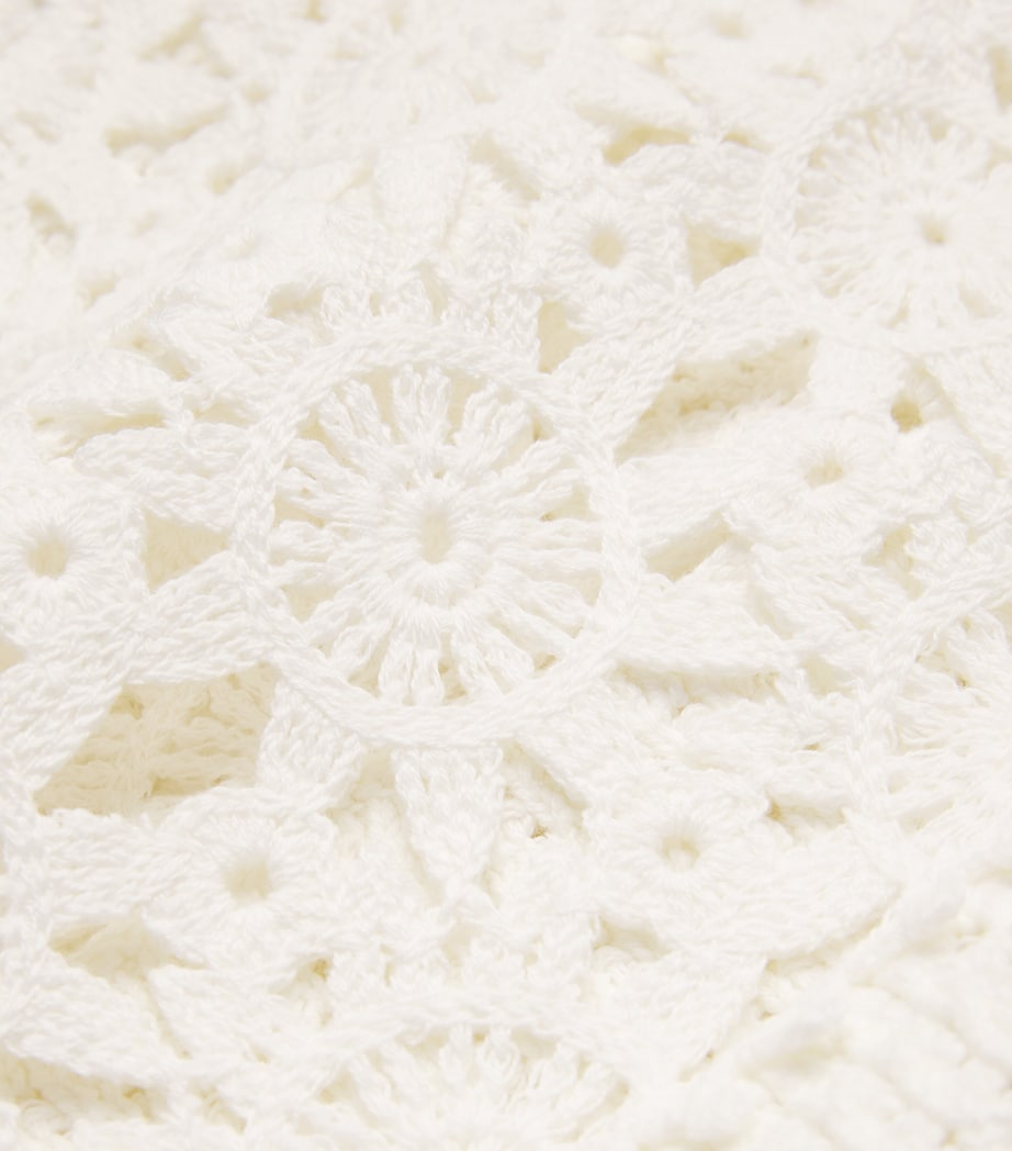 White Crochet Shift Mini Dress