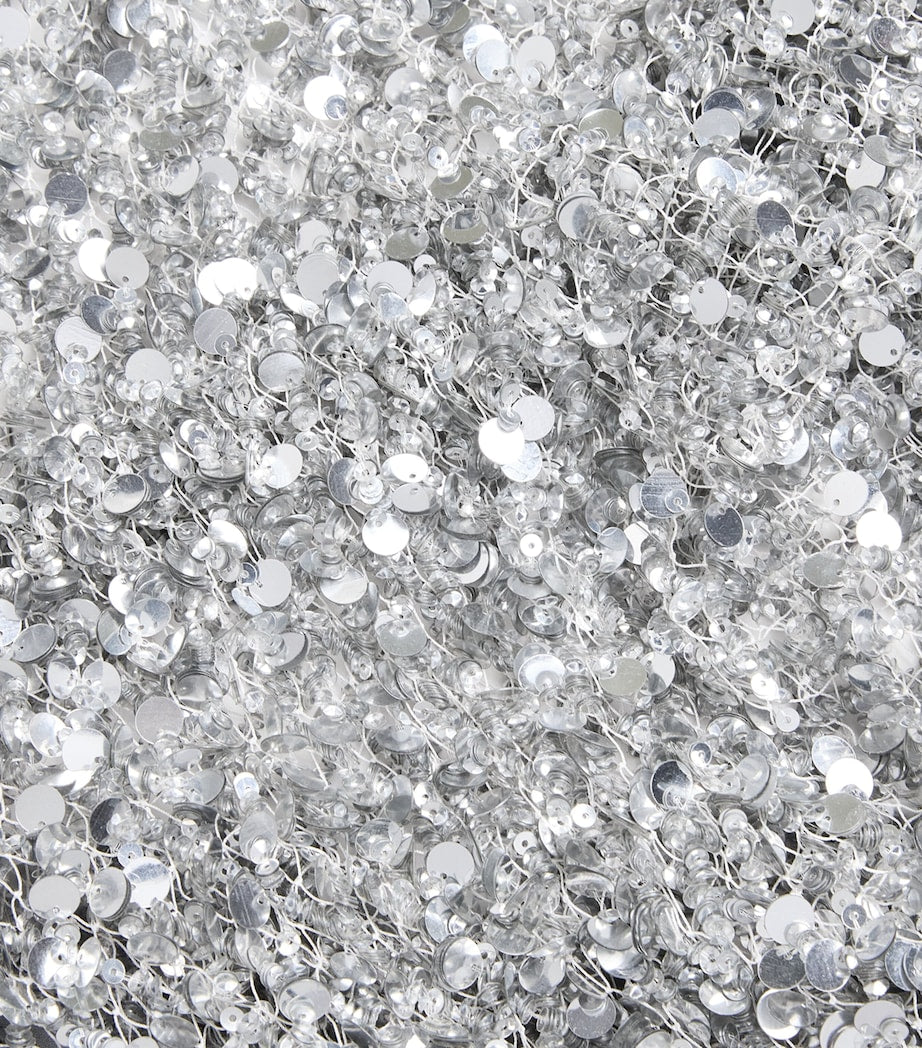 LAPOINTE Silver Sequinned Fishtail Midi Dress