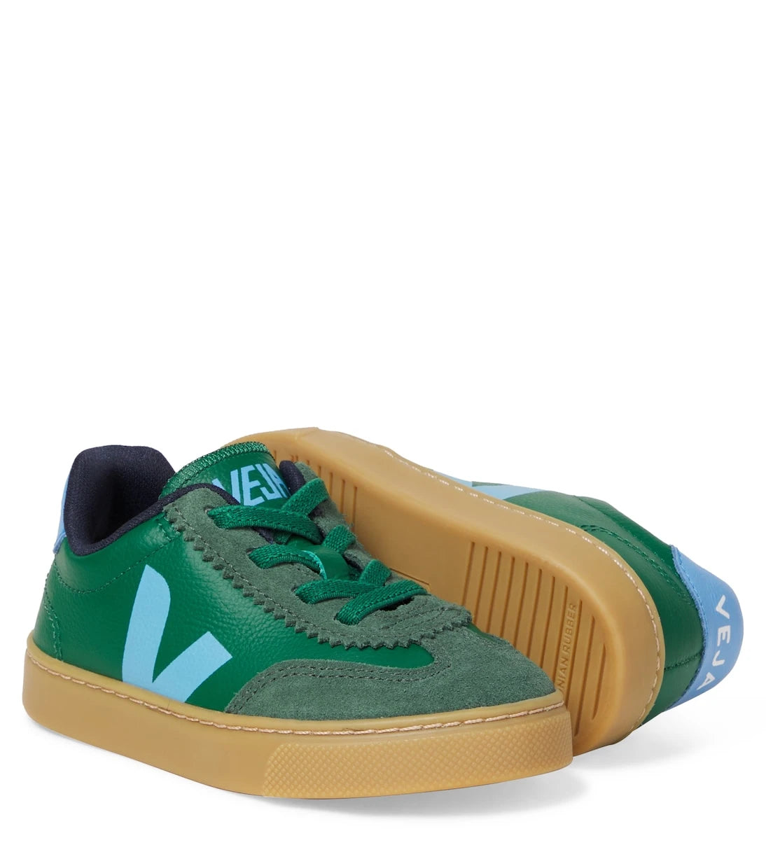 Veja Kids - Volley suede-trimmed leather sneakers