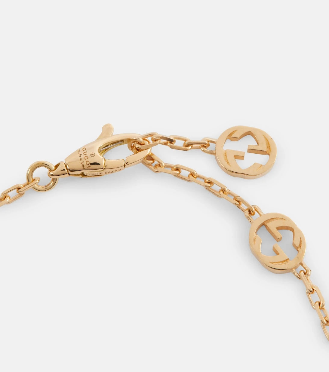 Gucci - Interlocking G 18kt gold necklace with onyx and diamond