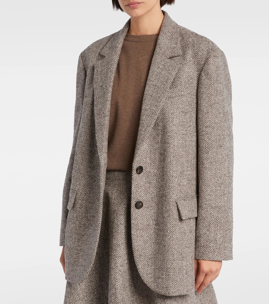 Brunello Cucinelli - Kuşaklı balıksırtı yün karışımlı blazer