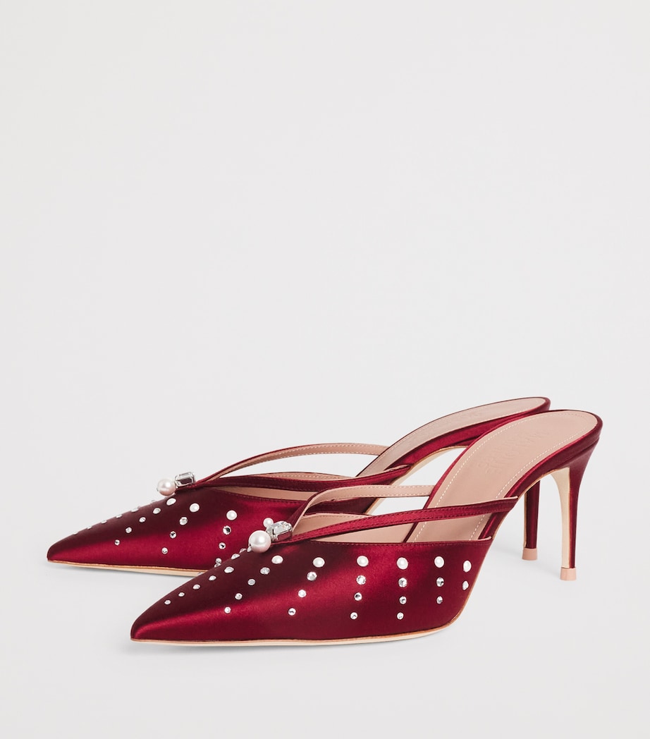 Malone Souliers Red Satin Embellished Marisa Heeled Mules 70