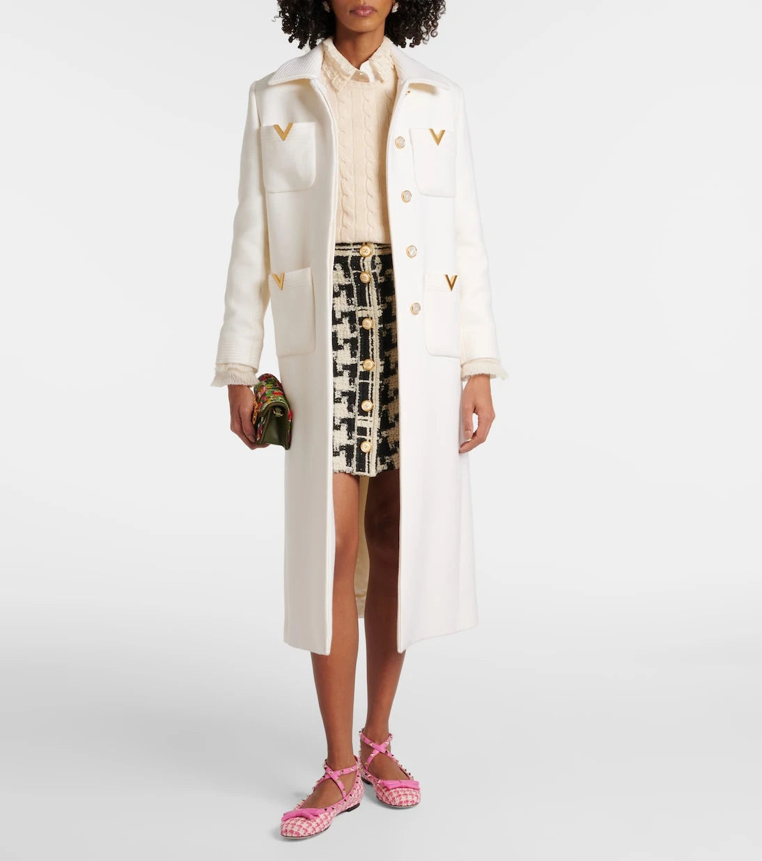 Valentino Garavani - Rockstud tweed ballet flats