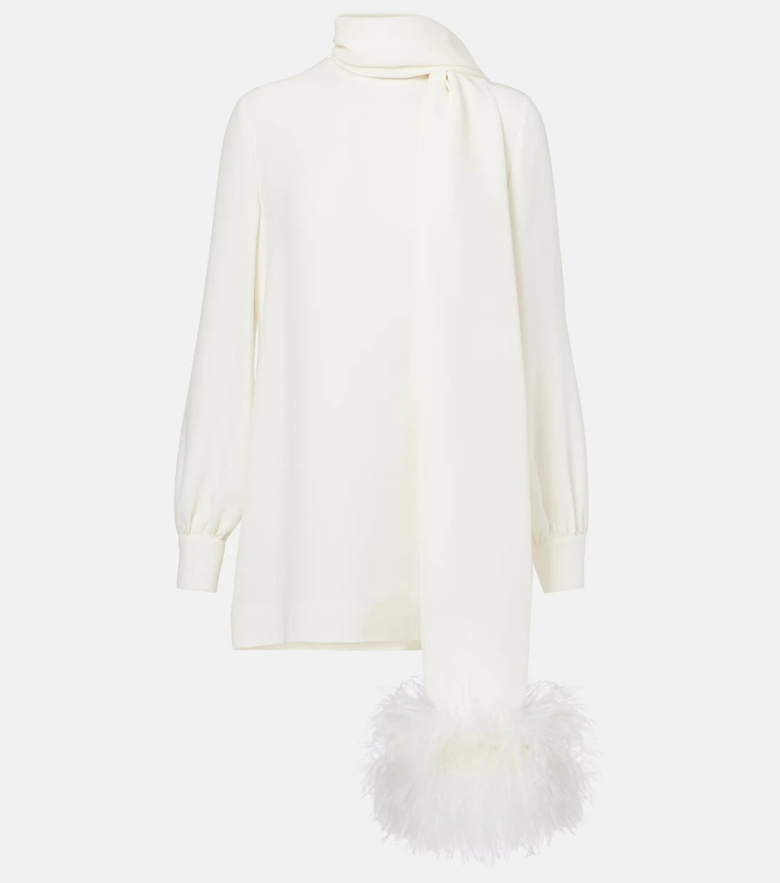 Valentino - Feather-trimmed silk top