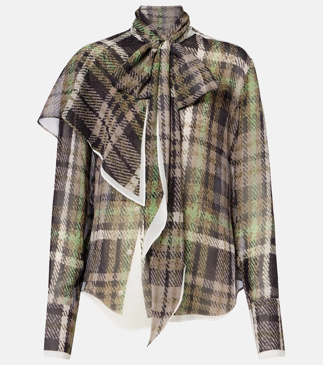Acne Studios - Trompe l'oeil bağcıklı ipek bluz