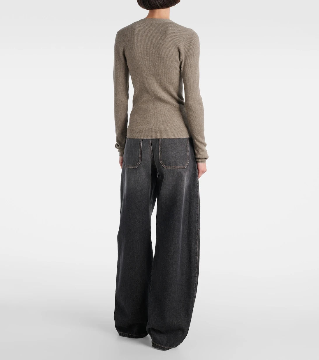 Brunello Cucinelli - Ribbed-knit lamé cardigan