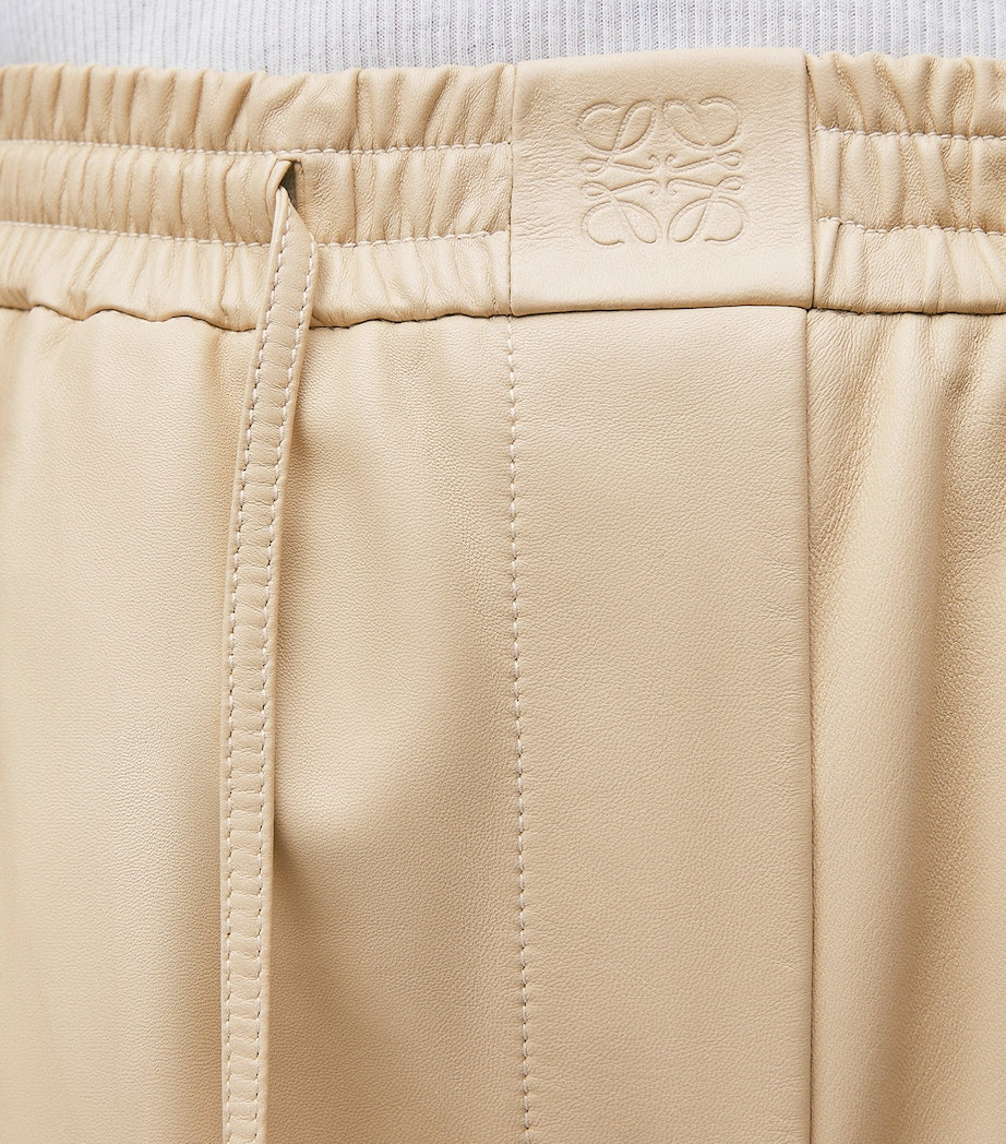 LOEWE Beige EXCLUSIVE Lambskin Wide-Leg Silver Capsule Barrel Trousers