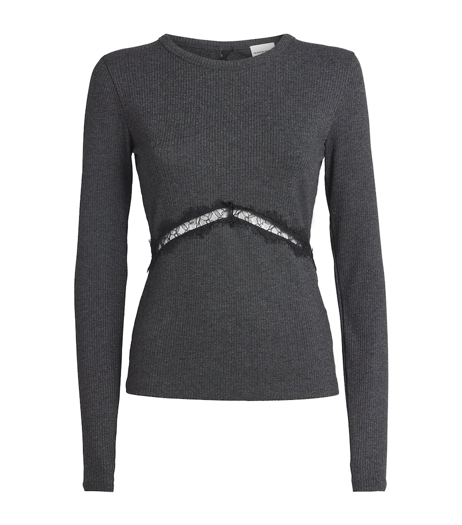 Claudie Pierlot Black Lace Open-Back Top