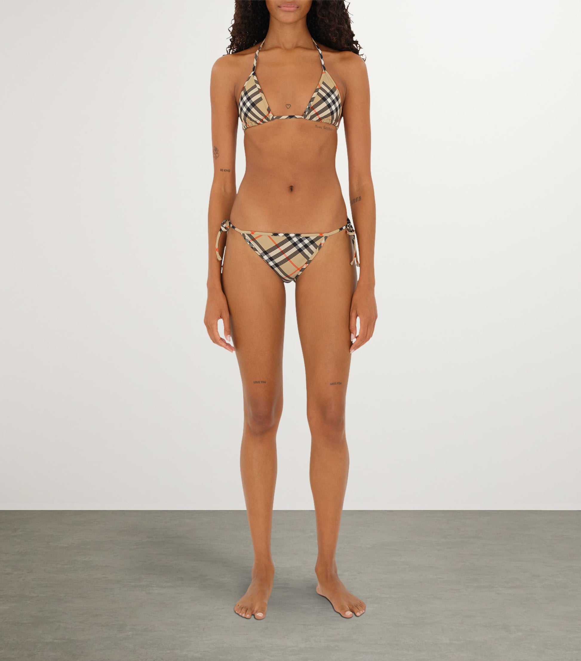 Yellow Check Bikini Top