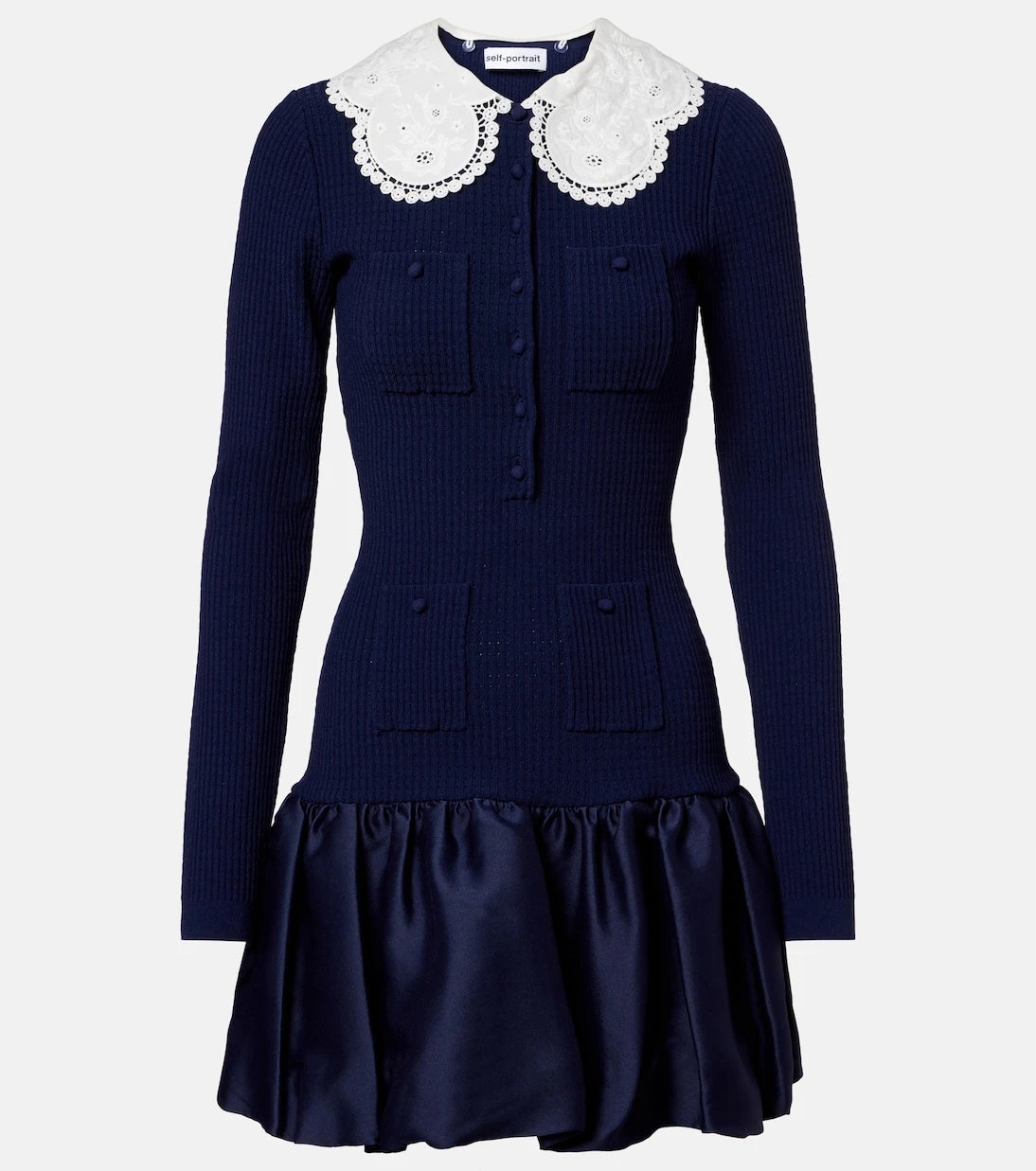 Self-Portrait - Waffle-knit minidress