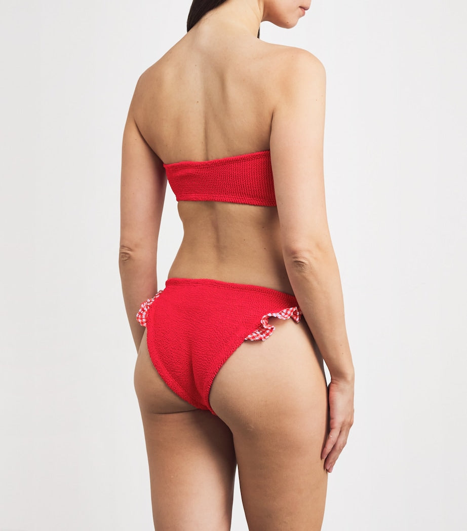 Gingham-Trim Jean Bikini RED/RED GINGHAM