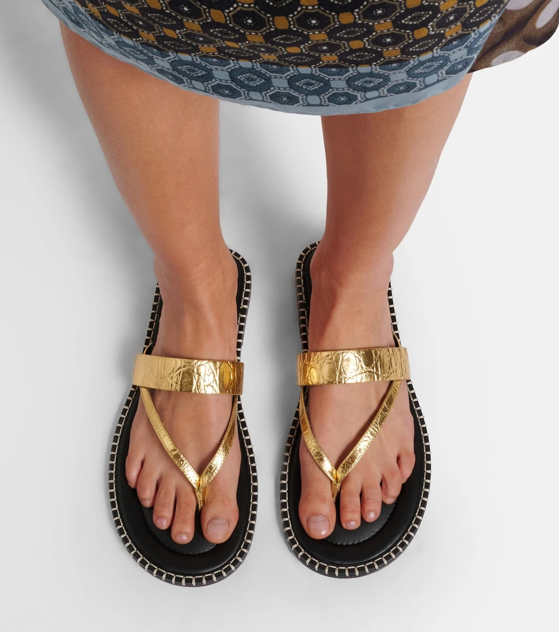 Dries Van Noten - Croc-effect leather thong sandals