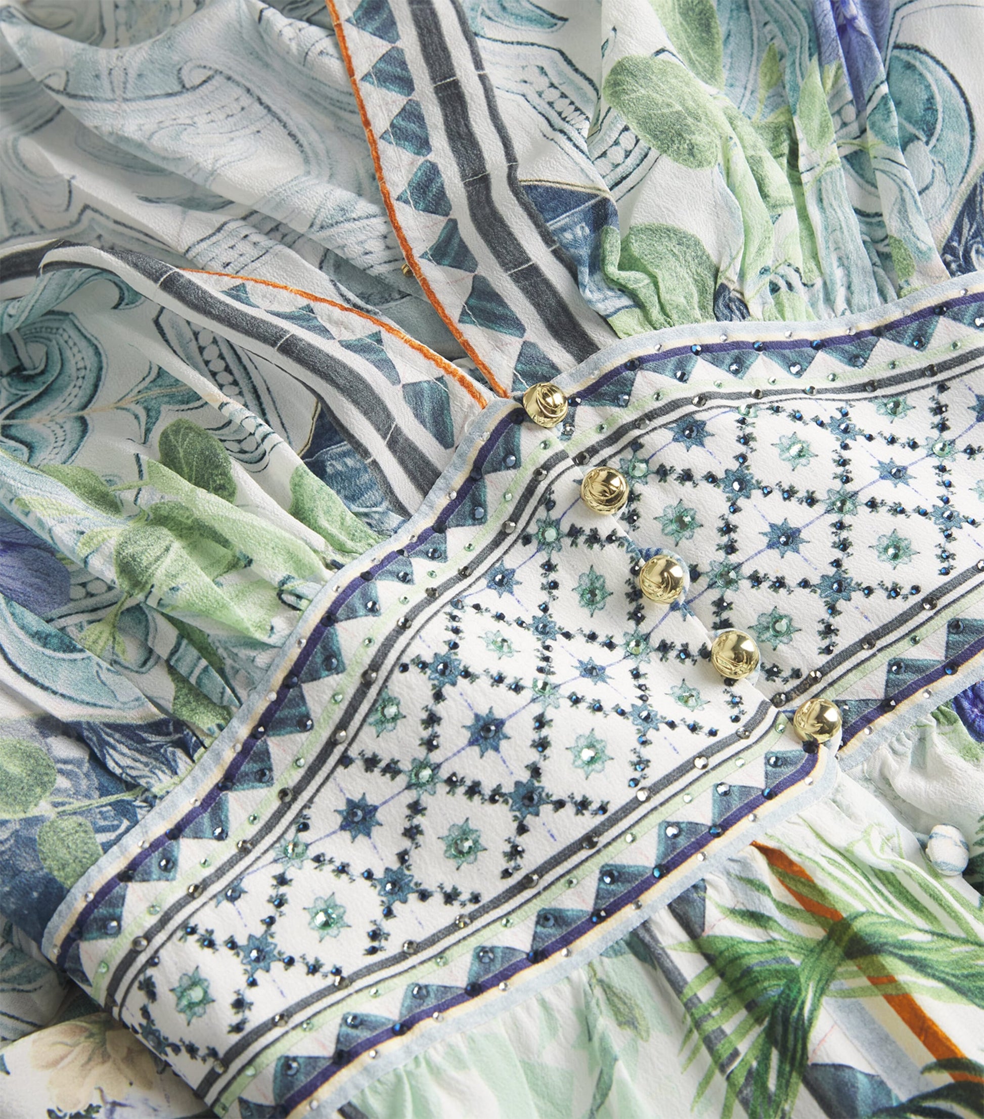 Blue Silk Jardim Party Maxi Dress