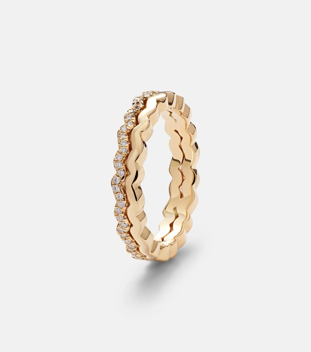 Suzanne Kalan - Mini Wave 18kt gold ring with diamonds