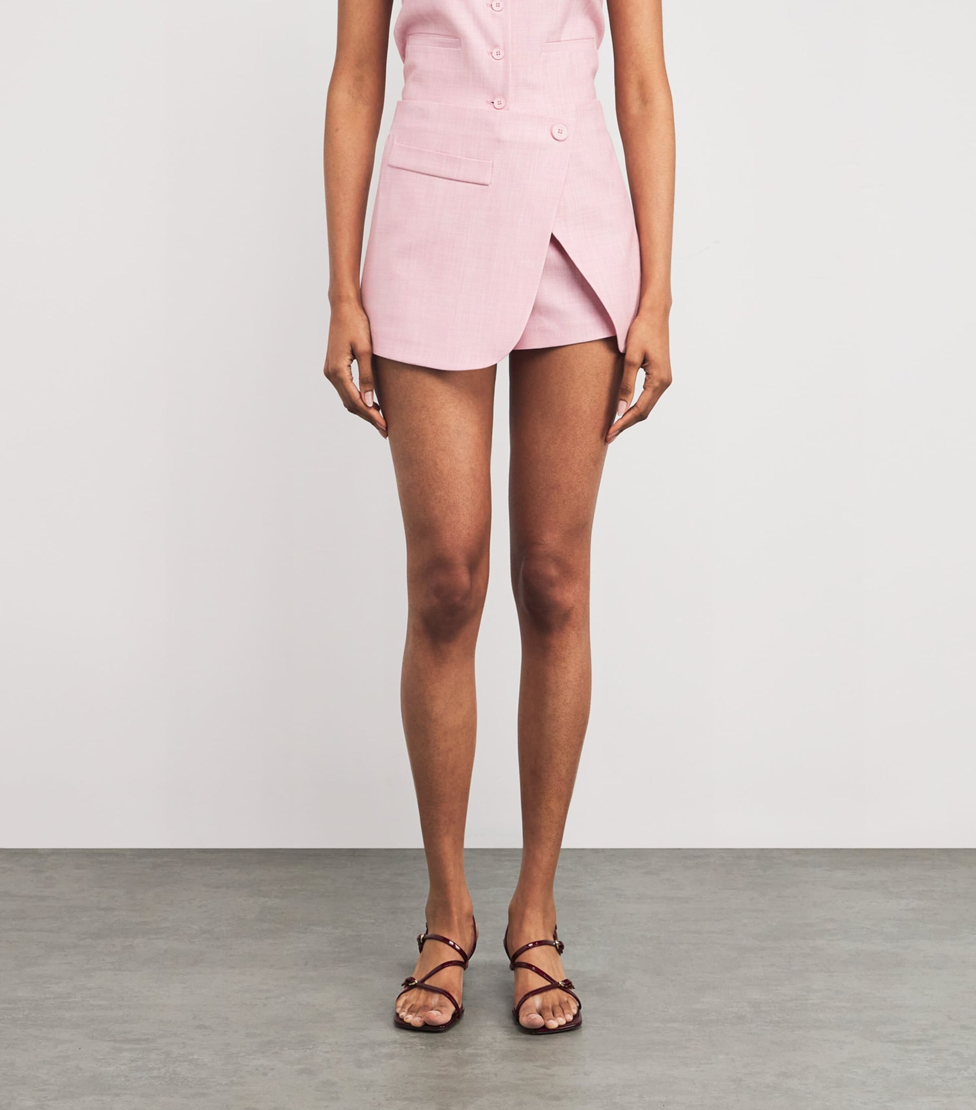 Pink Wrap Tailored Shorts