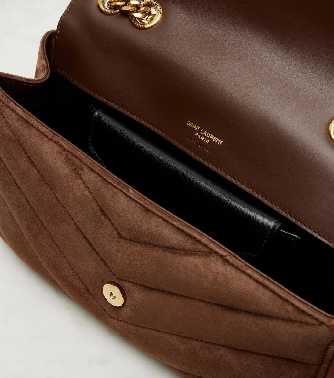 Saint Laurent - Loulou Small matelassé suede shoulder bag