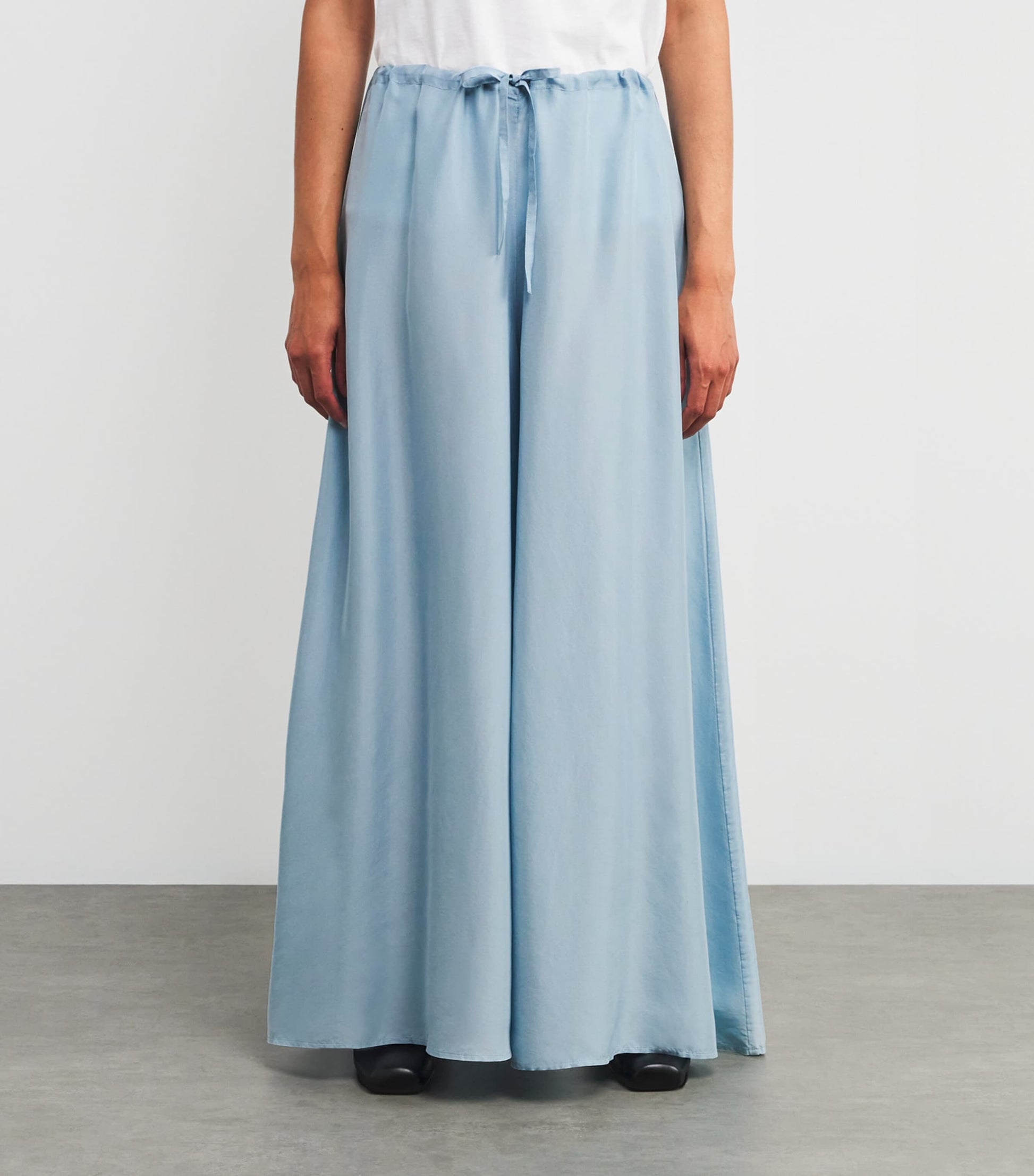 MAX&Co. Blue Silk Shades Of Nature Wide-Leg Trousers
