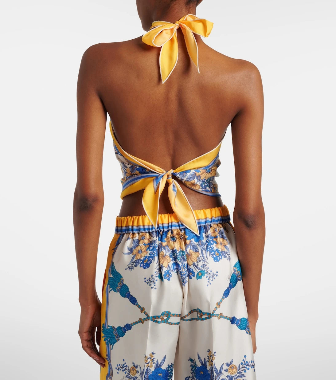 Gucci - Printed halterneck silk twill top