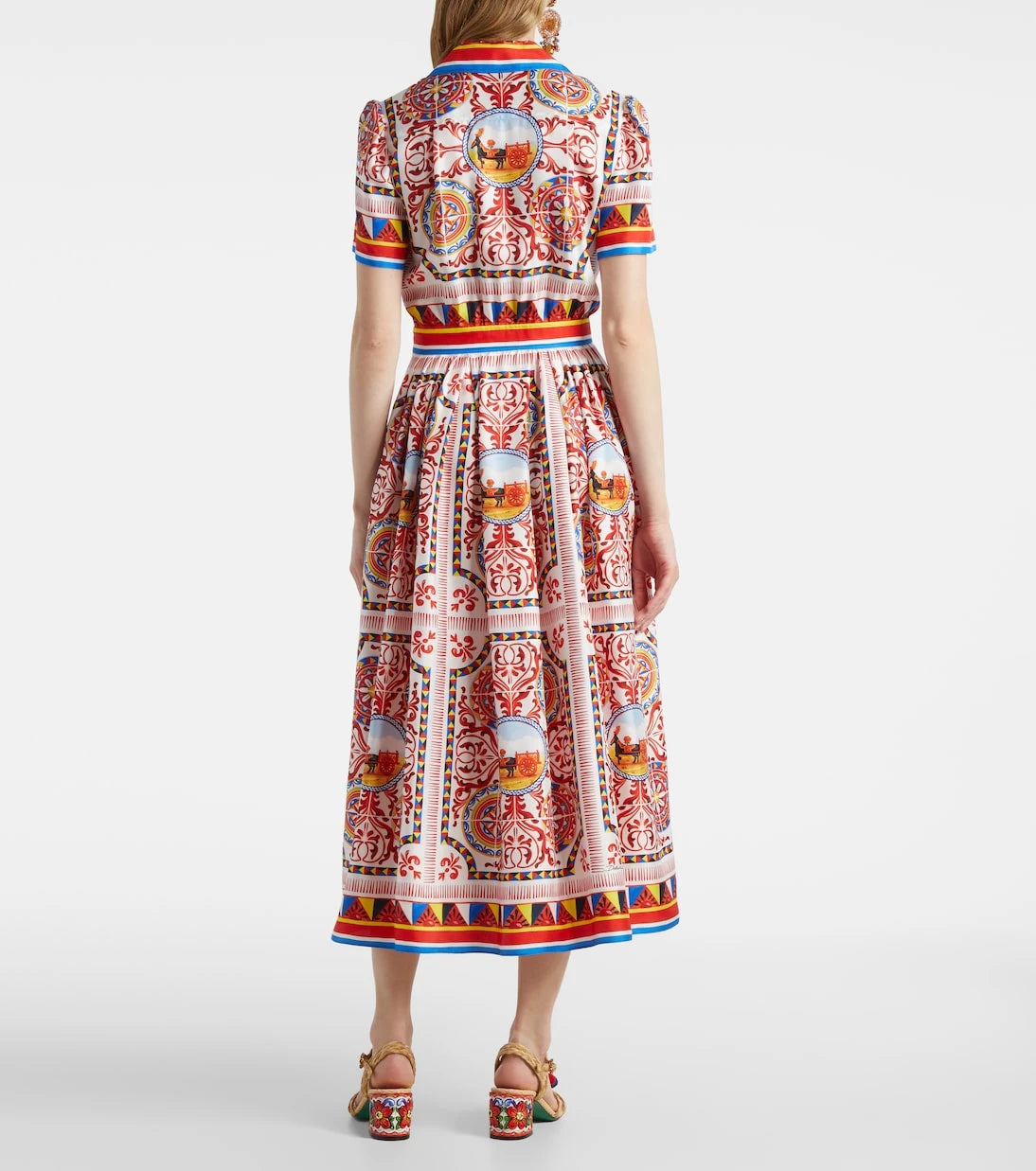 Dolce&Gabbana - فستان ميدي من الحرير المطبوع