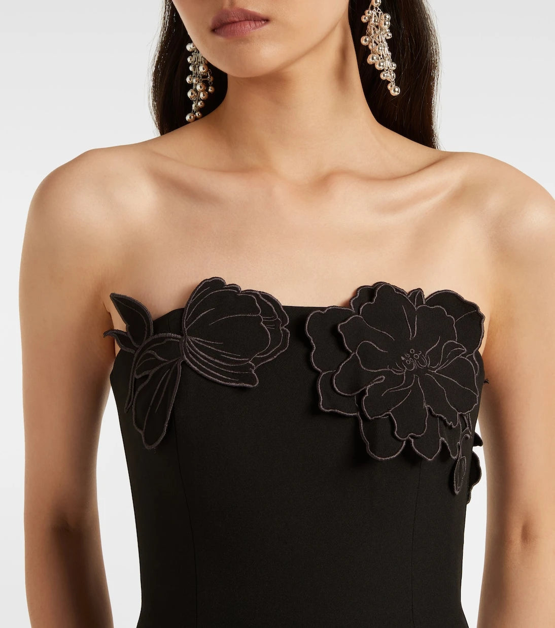 Leo Lin - Rayna floral-appliqué midi dress