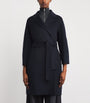 Blue Virgin Wool Short Wrap Coat